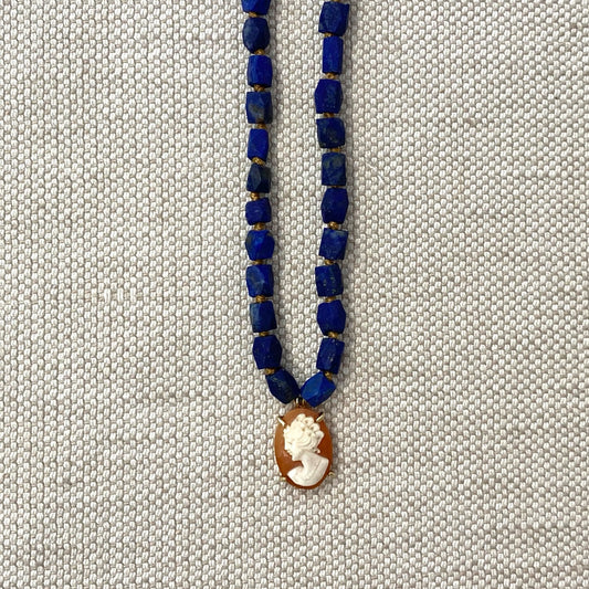 Lapis Cameo Necklace