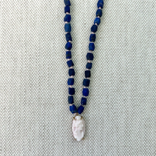 Lapis Cameo Necklace