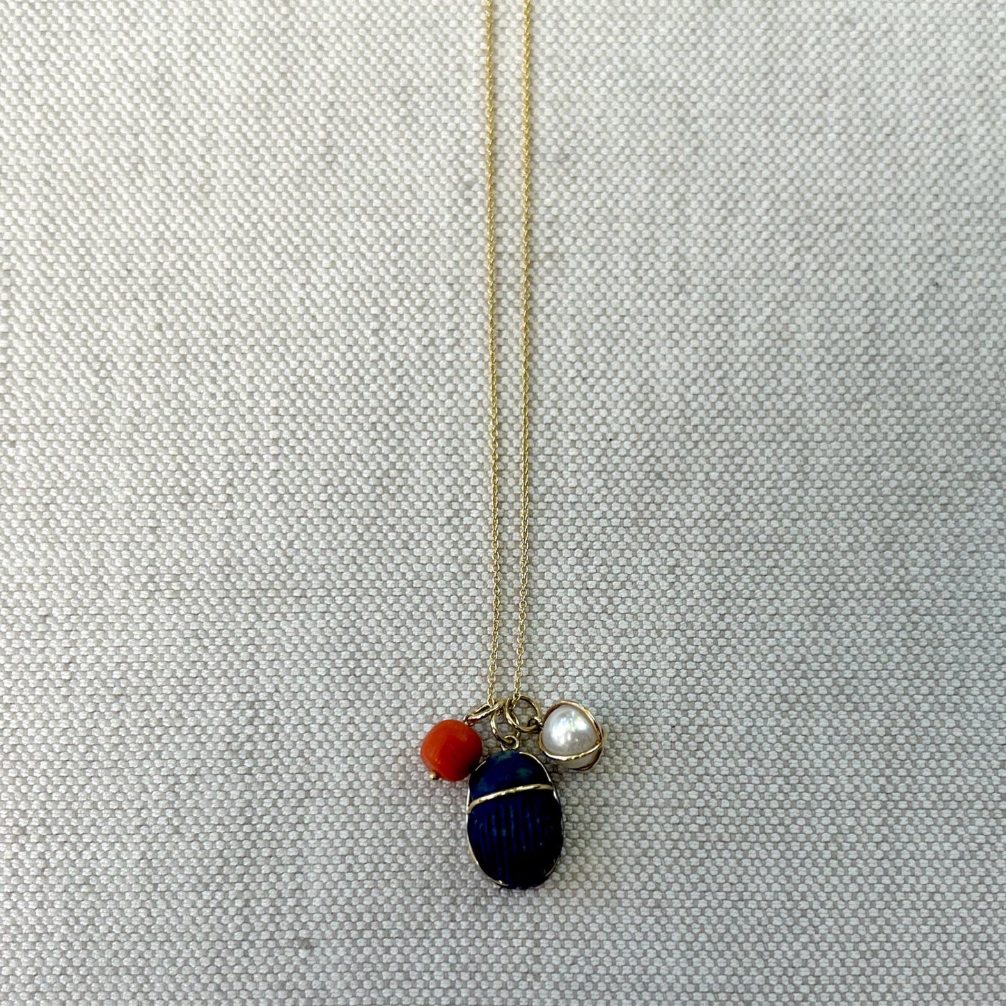 Lapis Pearl Coral Necklace