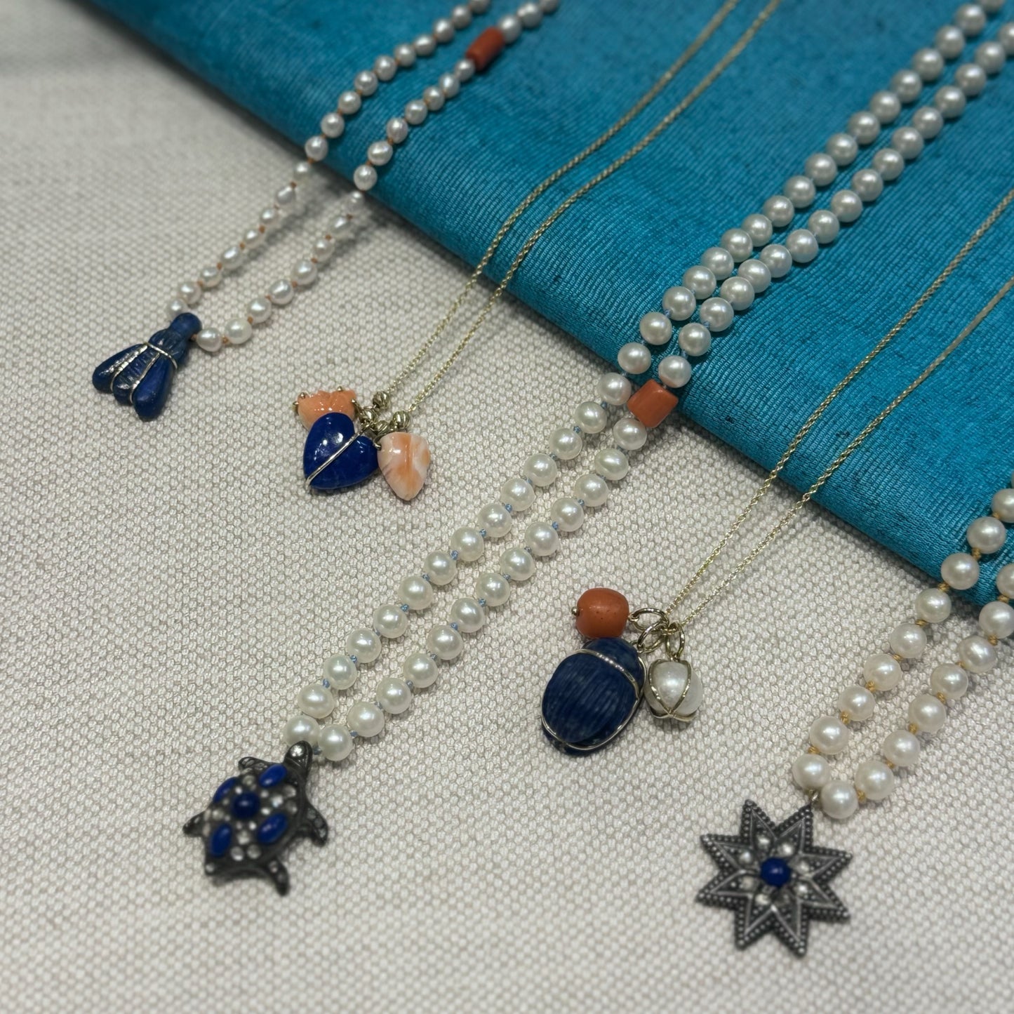 Lapis Pearl Coral Necklace