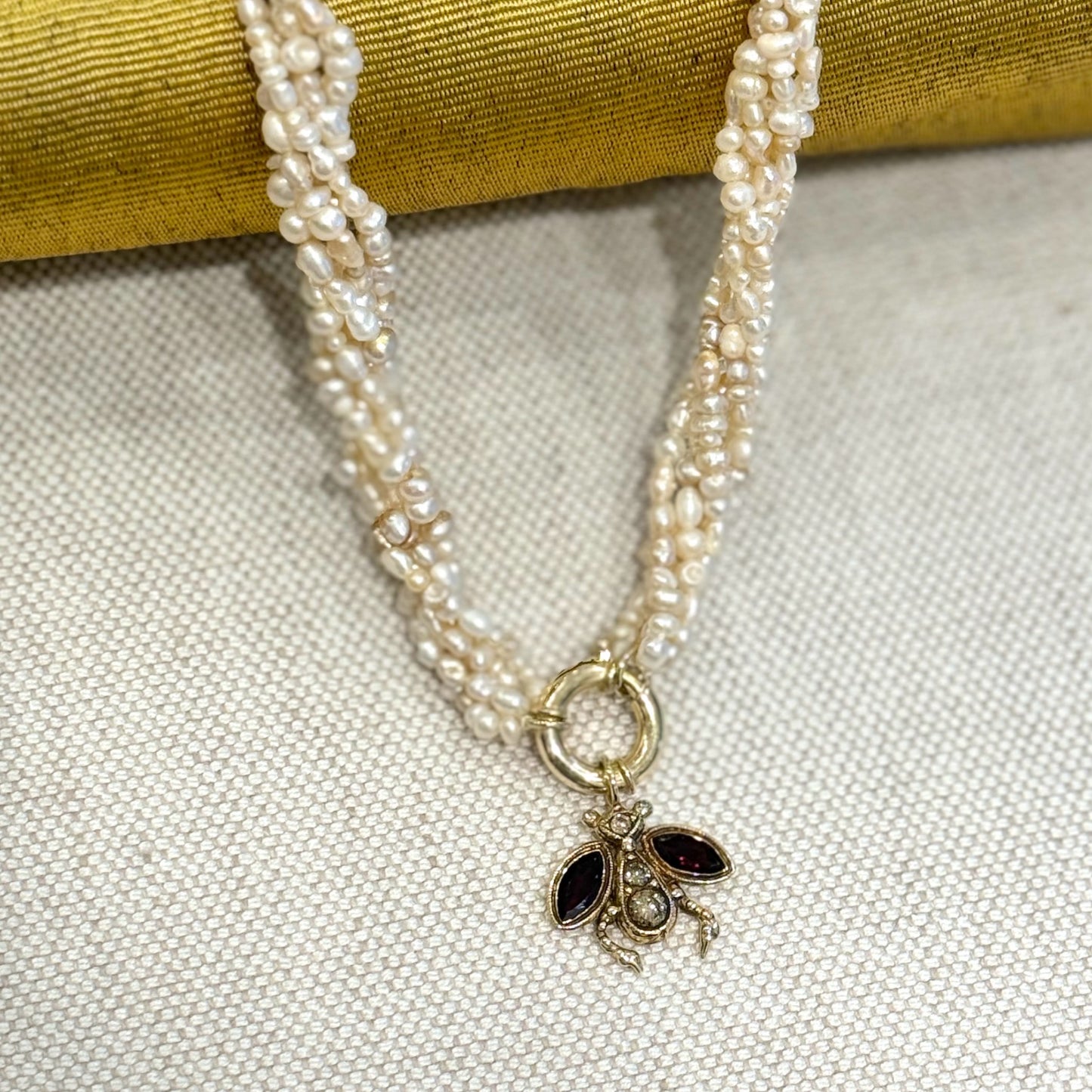 Pearl Diamond Garnet Necklace