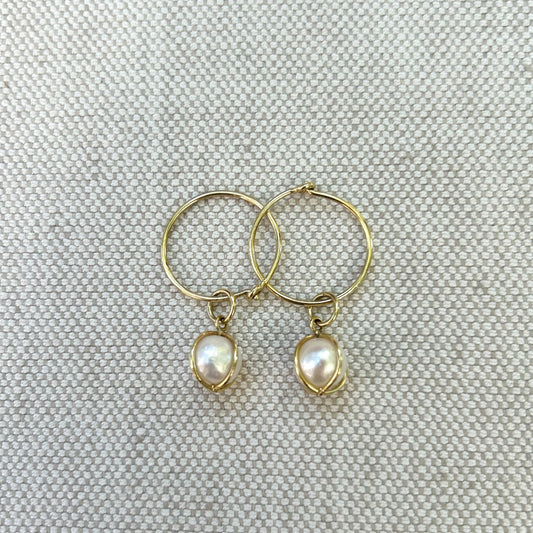 Pearl Hoop Earrings