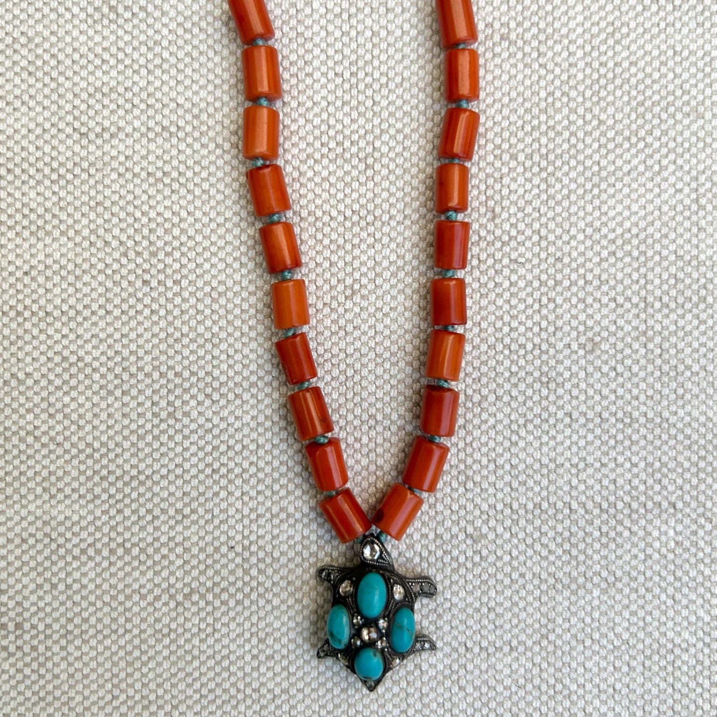 Coral Turquoise Rosecut Diamond Necklace